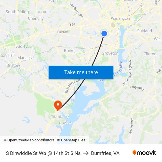 S Dinwiddie St Wb @ 14th St S Ns to Dumfries, VA map