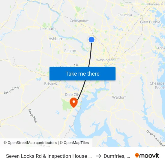 Seven Locks Rd & Inspection House Rd to Dumfries, VA map