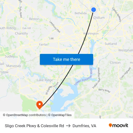 Sligo Creek Pkwy & Colesville Rd to Dumfries, VA map