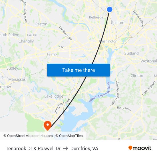 Tenbrook Dr & Roswell Dr to Dumfries, VA map