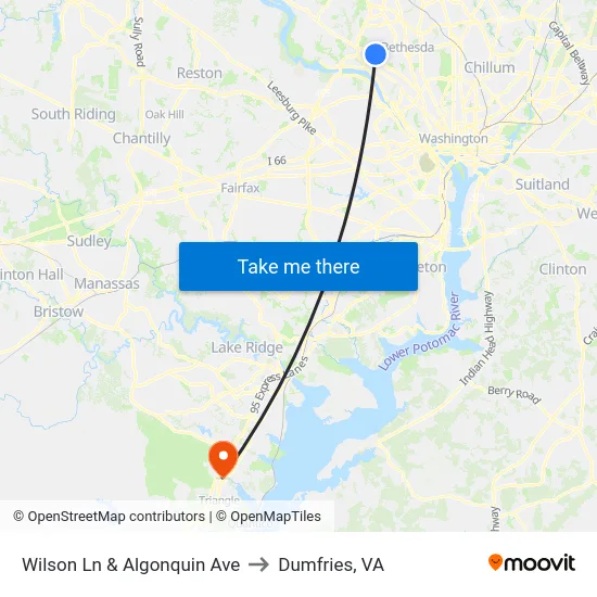 Wilson Ln & Algonquin Ave to Dumfries, VA map