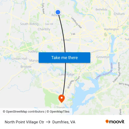 North Point Village Ctr to Dumfries, VA map