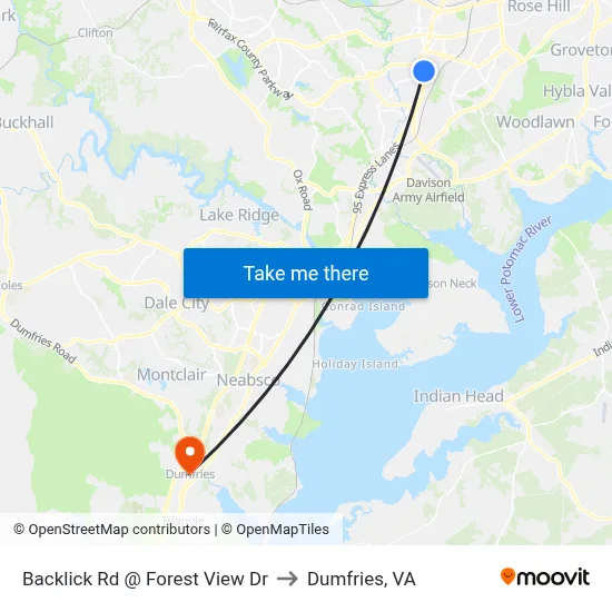 Backlick Rd @ Forest View Dr to Dumfries, VA map