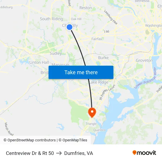 Centreview Dr & Rt 50 to Dumfries, VA map