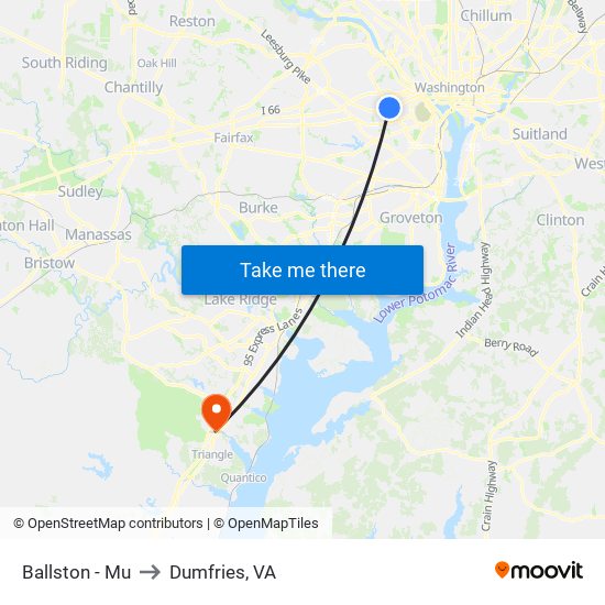 Ballston - Mu to Dumfries, VA map