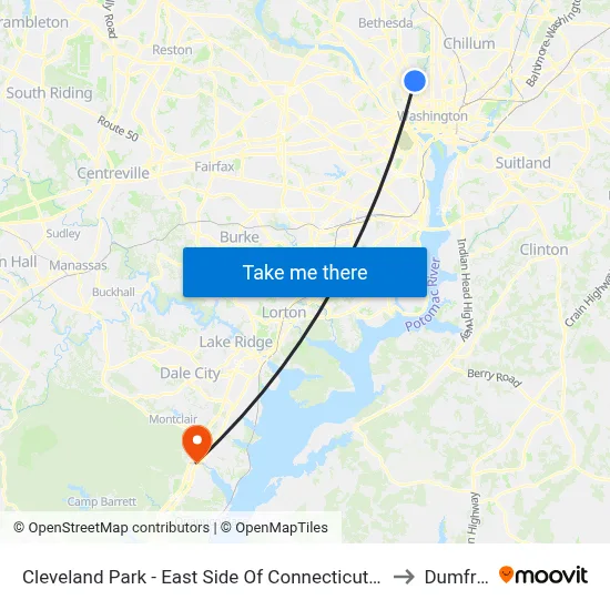 Cleveland Park - East Side Of Connecticut Ave., North Of Ordway St. NW to Dumfries, VA map