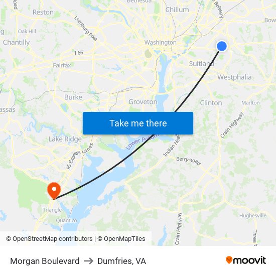 Morgan Boulevard to Dumfries, VA map