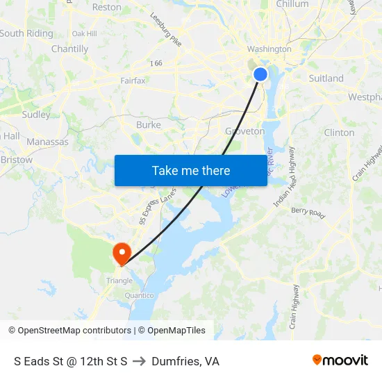S Eads St @ 12th St S to Dumfries, VA map