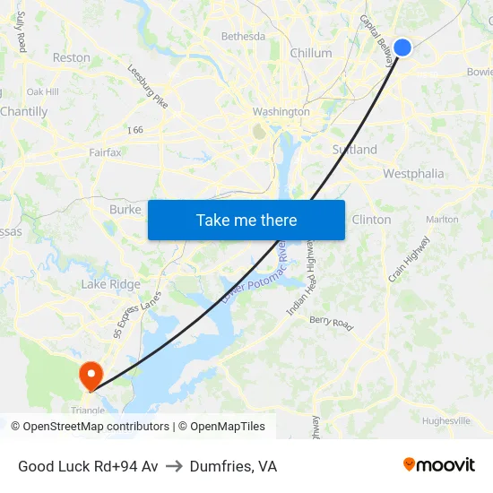 Good Luck Rd+94 Av to Dumfries, VA map