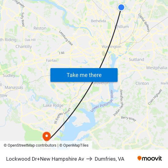 Lockwood Dr+New Hampshire Av to Dumfries, VA map