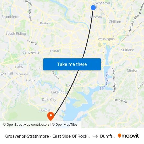 Grosvenor-Strathmore - East Side Of Rockville Pike Near Tuckerman Ln. to Dumfries, VA map