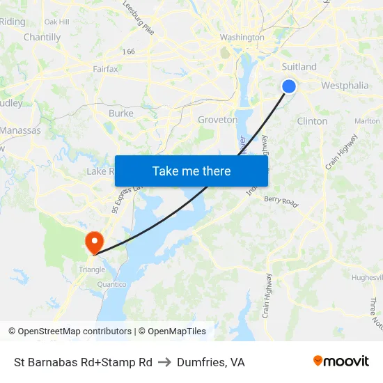 St Barnabas Rd+Stamp Rd to Dumfries, VA map