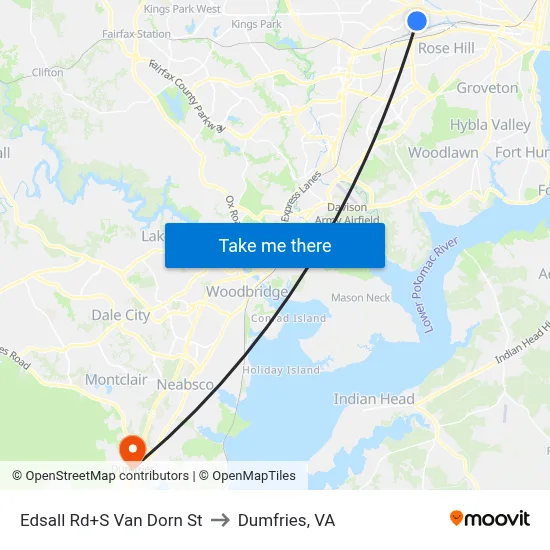 Edsall Rd+S Van Dorn St to Dumfries, VA map