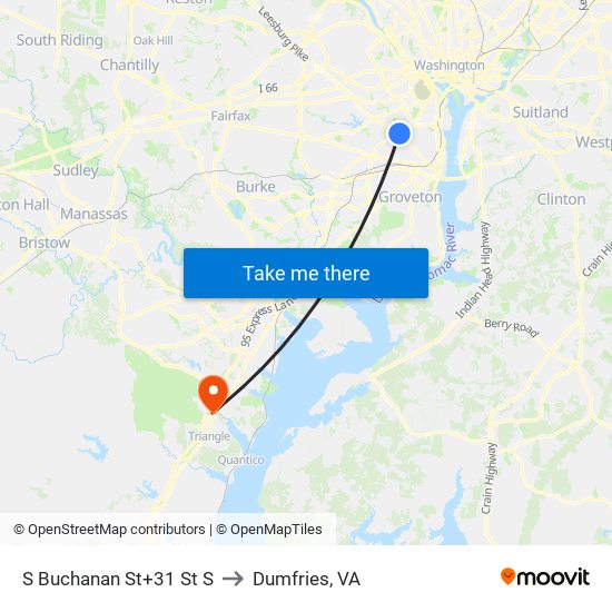 S Buchanan St+31 St S to Dumfries, VA map