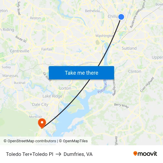 Toledo Ter+Toledo Pl to Dumfries, VA map