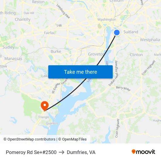 Pomeroy Rd Se+#2500 to Dumfries, VA map