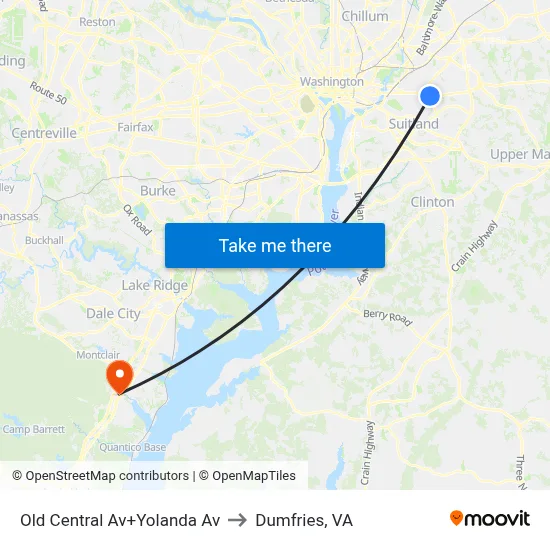 Old Central Av+Yolanda Av to Dumfries, VA map