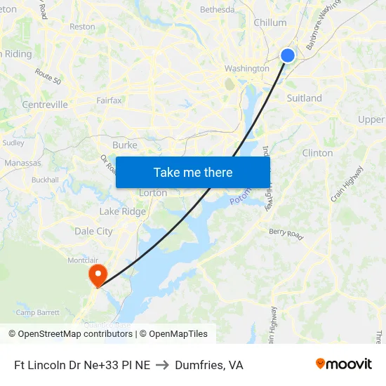 Ft Lincoln Dr Ne+33 Pl NE to Dumfries, VA map