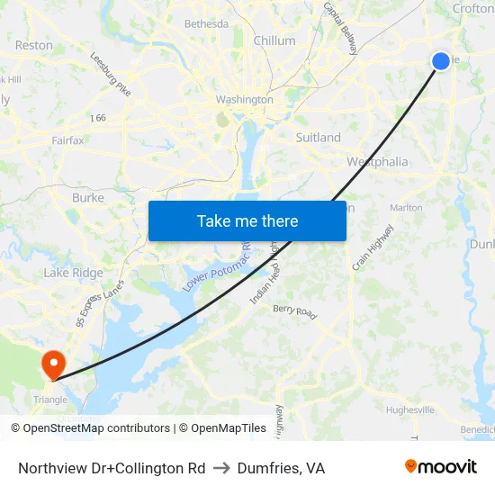 Northview Dr+Collington Rd to Dumfries, VA map