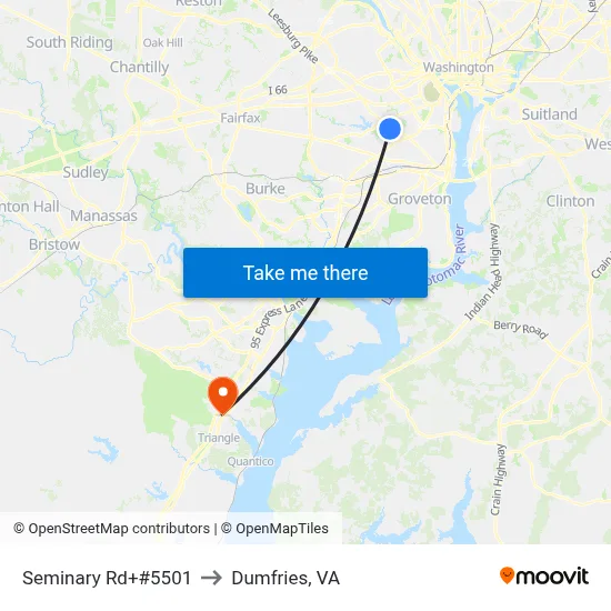 Seminary Rd+#5501 to Dumfries, VA map