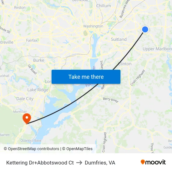 Kettering Dr+Abbotswood Ct to Dumfries, VA map