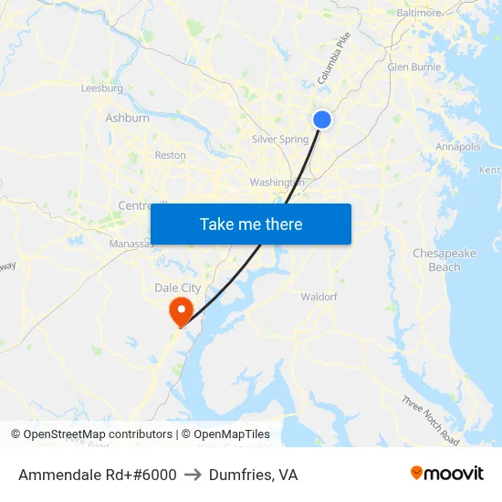 Ammendale Rd+#6000 to Dumfries, VA map