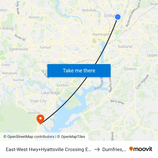 East-West Hwy+Hyattsville Crossing Entrance to Dumfries, VA map