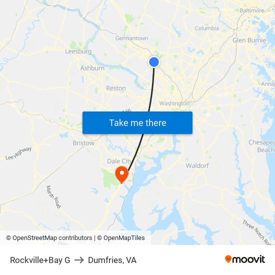 Rockville+Bay G to Dumfries, VA map