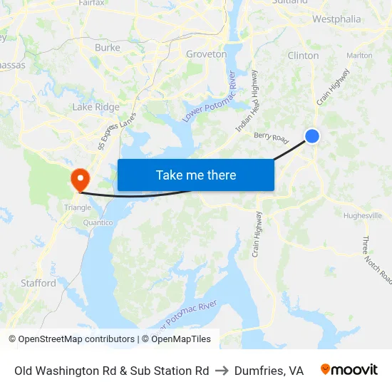 Old Washington Rd & Sub Station Rd to Dumfries, VA map
