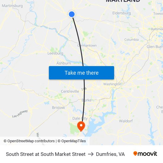 South Street at South Market Street to Dumfries, VA map