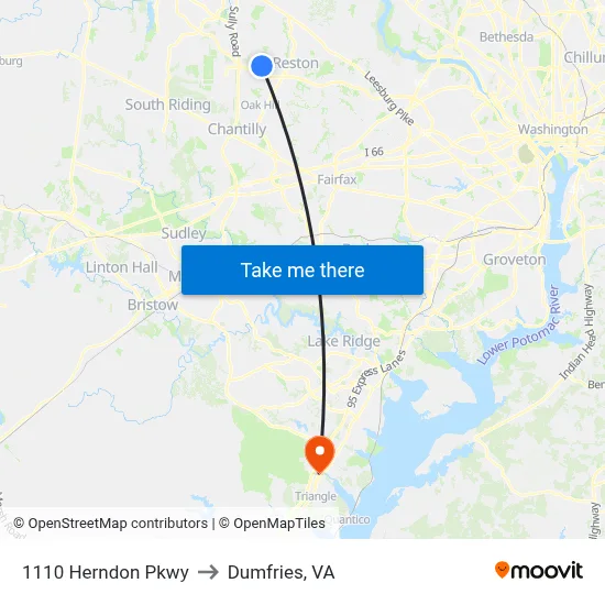 1110 Herndon Pkwy to Dumfries, VA map