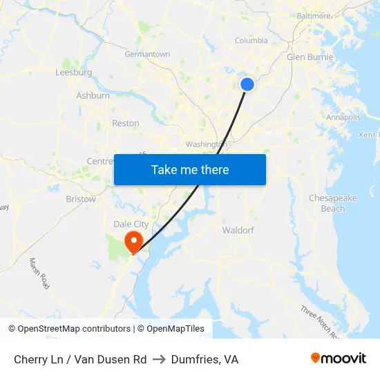 Cherry Ln / Van Dusen Rd to Dumfries, VA map