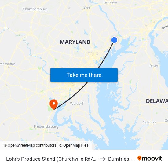 Lohr's Produce Stand (Churchville Rd/Rt 22) to Dumfries, VA map