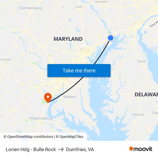 Lorien Hdg - Bulle Rock to Dumfries, VA map