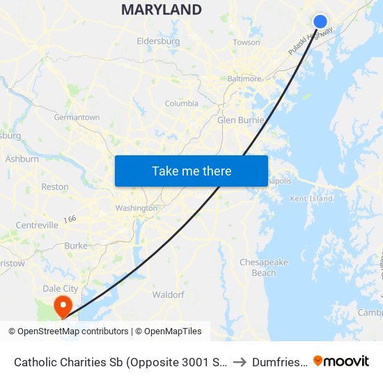 Catholic Charities Sb (Opposite 3001 St. Clair Ln) to Dumfries, VA map