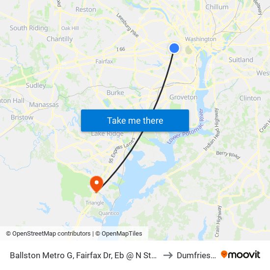 Ballston Metro G, Fairfax Dr, Eb @ N Stafford, Ns to Dumfries, VA map