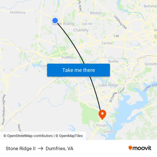 Stone Ridge II to Dumfries, VA map