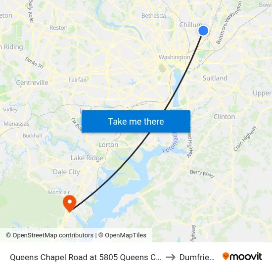 Queens Chapel Road at 5805 Queens Chapel Road to Dumfries, VA map