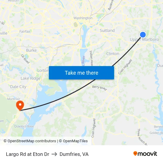 Largo Rd at Eton Dr to Dumfries, VA map