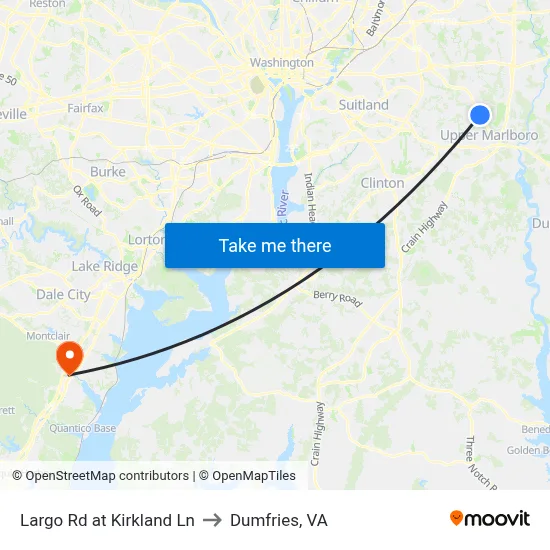 Largo Rd at Kirkland Ln to Dumfries, VA map