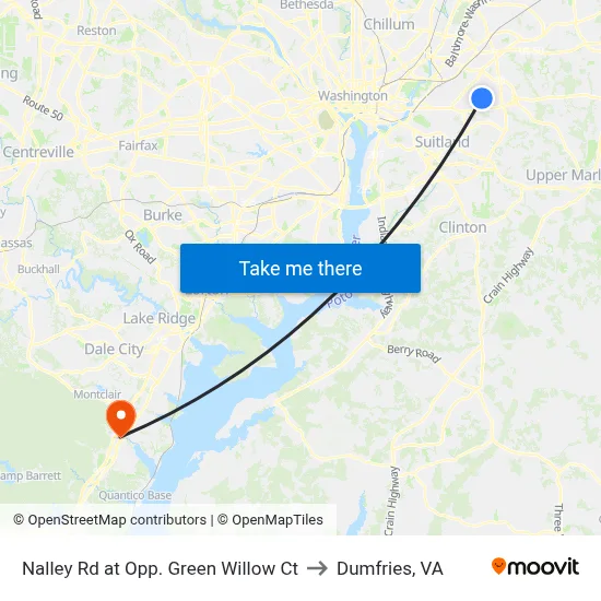 Nalley Rd at Opp. Green Willow Ct to Dumfries, VA map