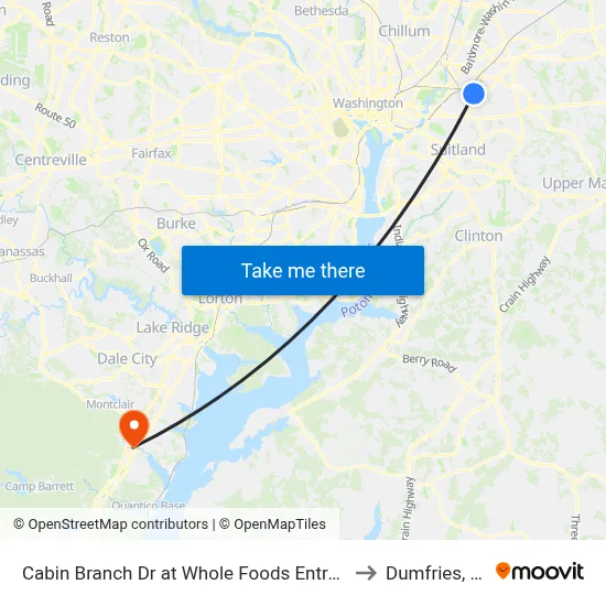 Cabin Branch Dr at Whole Foods Entrance to Dumfries, VA map