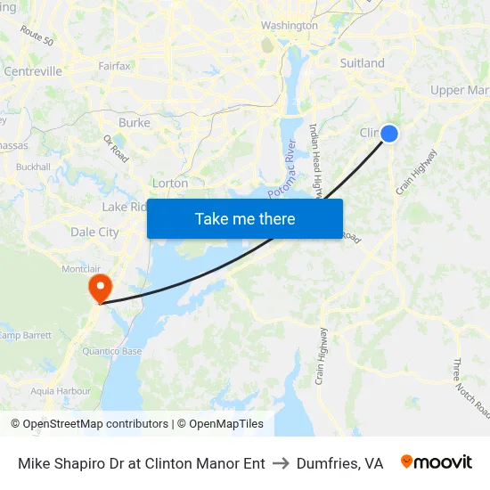 Mike Shapiro Dr at Clinton Manor Ent to Dumfries, VA map