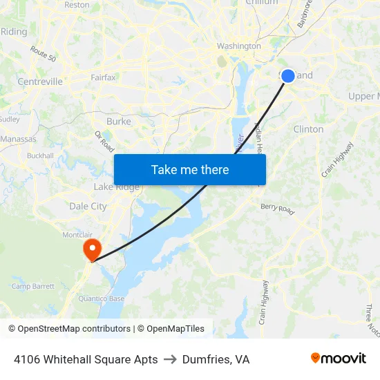 4106 Whitehall Square Apts to Dumfries, VA map