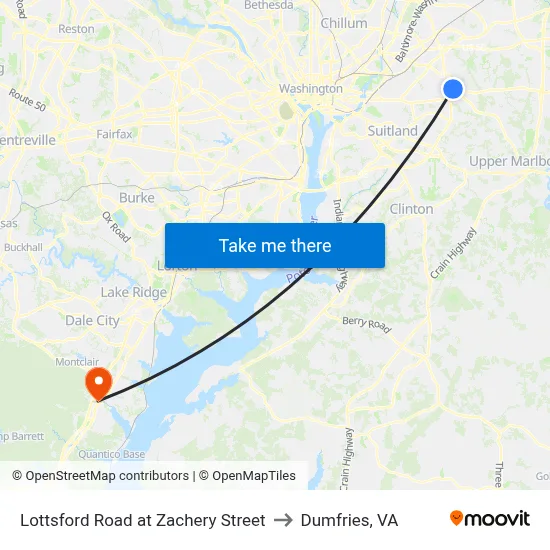 Lottsford Road at Zachery Street to Dumfries, VA map