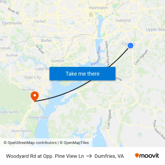 Woodyard Rd at Opp. Pine View Ln to Dumfries, VA map