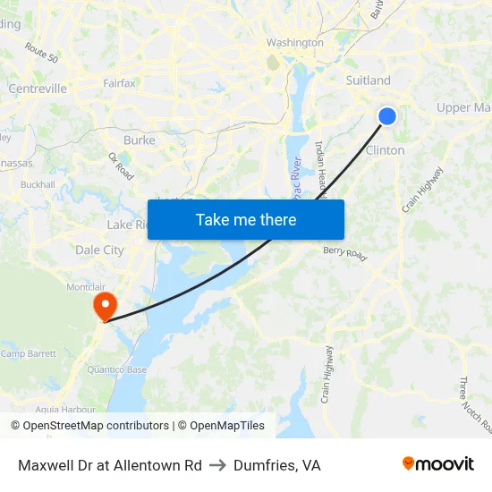 Maxwell Dr at Allentown Rd to Dumfries, VA map