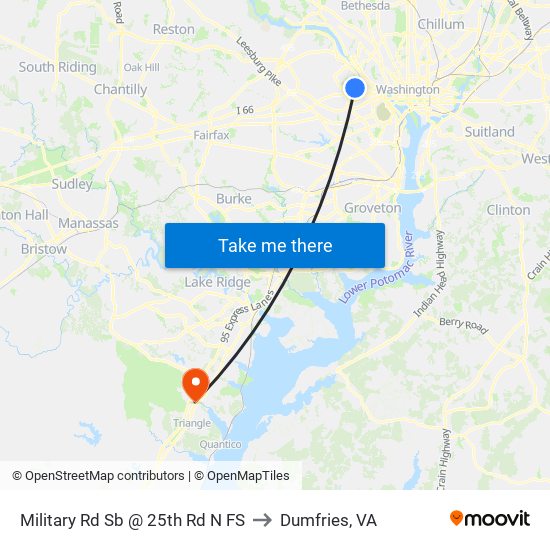 Military Rd Sb @ 25th Rd N FS to Dumfries, VA map