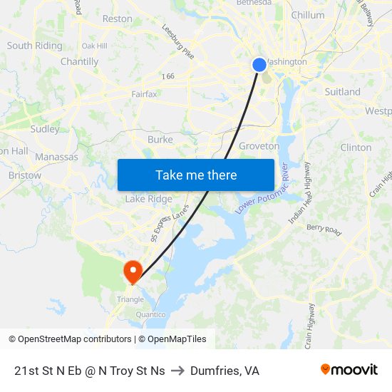 21st St N Eb @ N Troy St Ns to Dumfries, VA map