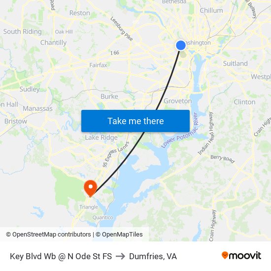 Key Blvd Wb @ N Ode St FS to Dumfries, VA map